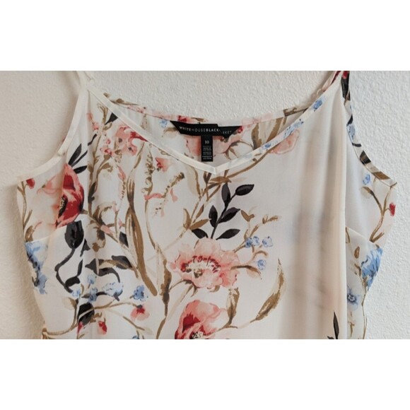 White House Black Market Women's Floral Print V-Neck Chiffon Sleeveless Top 10 - Picture 3 of 7
